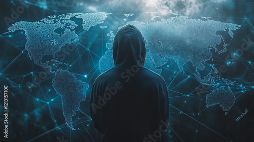 Hacker are planning to hack and attack networks and cyber security systems.team people innovation connection of line from nail node to node on map background , networking concept