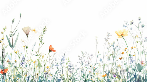 serene watercolor meadow flowers photo