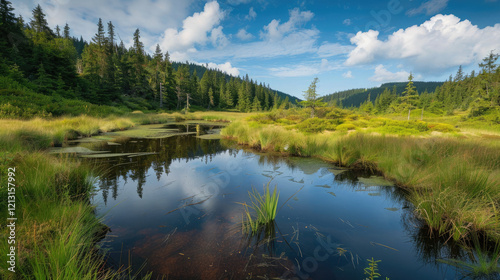 lake and mountains