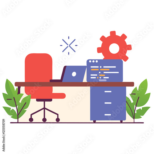 Focused Web Developer Coding HTML, Modern Workspace, Programming, Software Development, Clean       