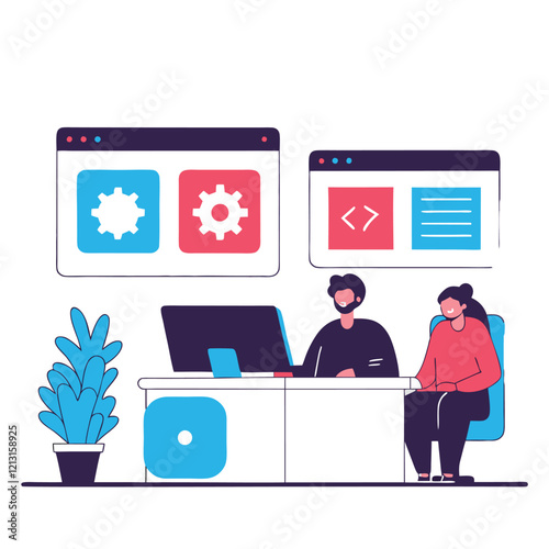 Modern Web Development: Flat Design Concept Illustration for Websites and Apps UI UX icon icons cloud