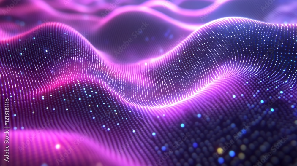 A futuristic gradient of glowing digital textures resembling fiber optics.