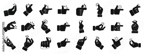 Easy finger icons set. Snapping fingers icons set simple vector. Finger snap gesture