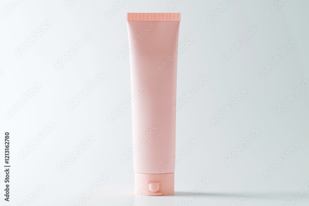 Elegant pastel pink conditioner tube with soft matte finish isolated on white background Elegant pastel pink conditioner tube with soft matte finish isolated on white background