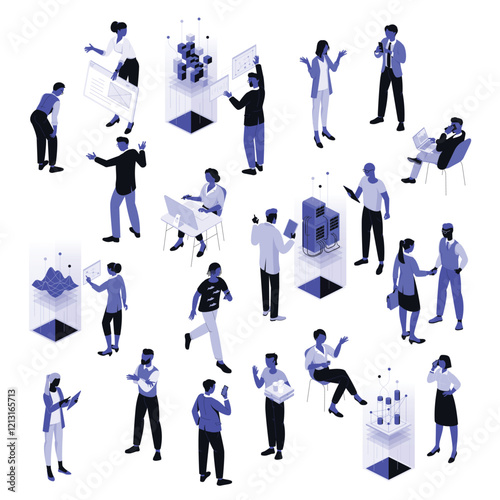 AI, data science vector isometric characters