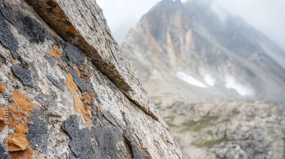 Rocky mountain texture with foggy peaks in misty background Rocky mountain texture with foggy peaks in misty background
