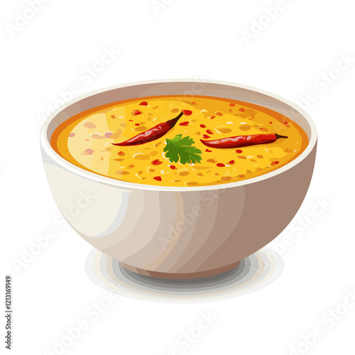 Illustrated Indian Dal Tadka with Garnish
