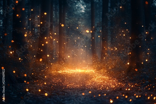 Wallpaper Mural Enchanting Night Glow: Fireflies Dance in Forest Clearing Torontodigital.ca