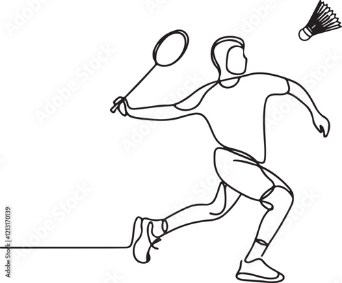 Badminton Smashing Action, Stunning Line Drawing Vector Art of a Player