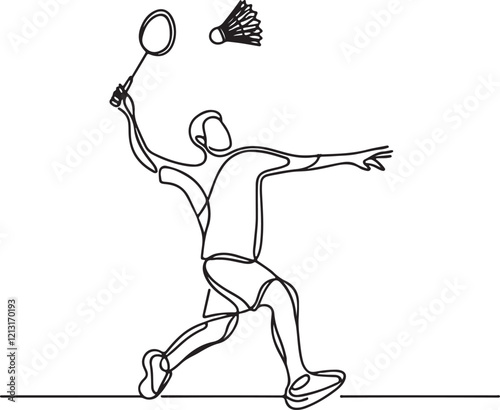 Badminton Smashing Action, Stunning Line Drawing Vector Art of a Player