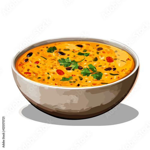 Illustrated Indian Dal Tadka with Garnish