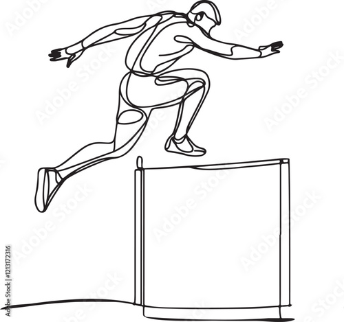 Vector Design of High Jumper Clearing the Bar – Artistic Line Drawing