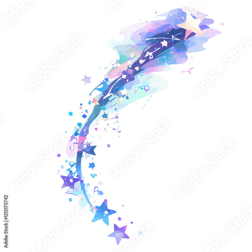 Comet Tail Trail | Dynamic Watercolor Astronomical Illustration.  
