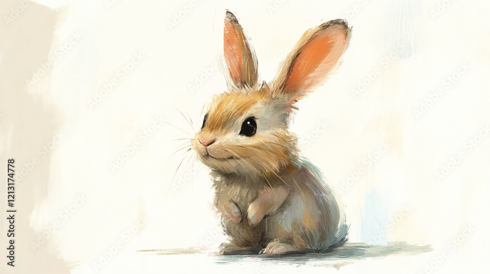 Obraz premium Ilustración de conejo en estilo artístico con fondo claro