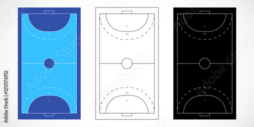 Handball Court Layouts in Three Styles