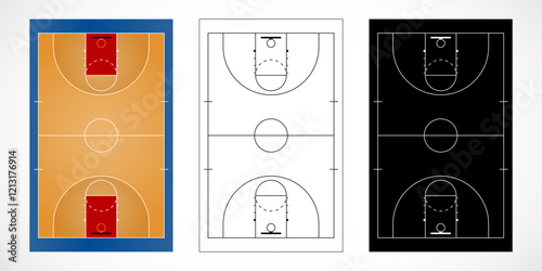 Basketball Court Layouts in Three Styles