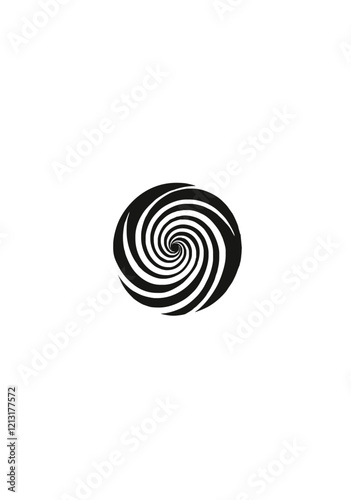 Hypnotic Spiral Swirl Vector Design in Black and White Isolated on Transparent Background