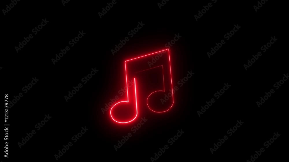 Neon line Simple music icon. Audio icon. sound technology on black background Neon music sign. Glowing neon effect music icon. Musical note line icon. on a black background.