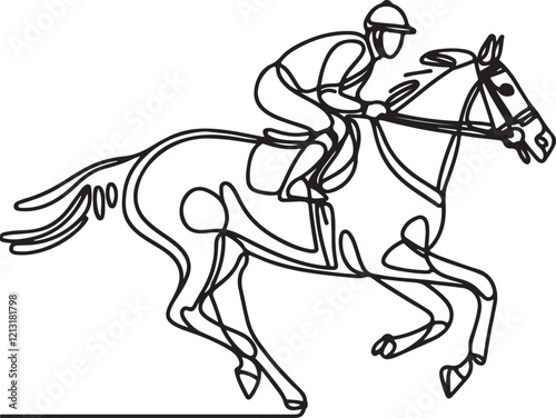 Minimalist Line Drawing of a Horse Racing with Jockey – Vector Design