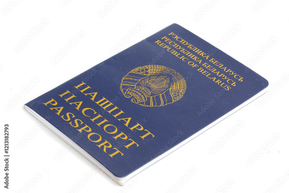Moscow. Russia. 01.21.2025. Belarus passport in the wite background Moscow. Russia. 01.21.2025. Belarus passport in the wite background
