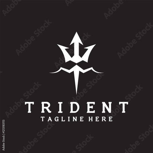trident logo poseidon icon vector illustration template design
