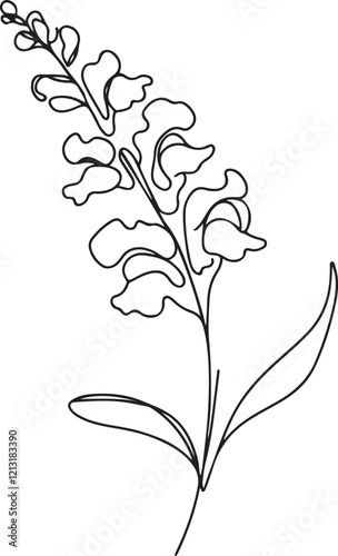 Snapdragon Flower Vector Art - Clean Line Drawing on White Canvas
