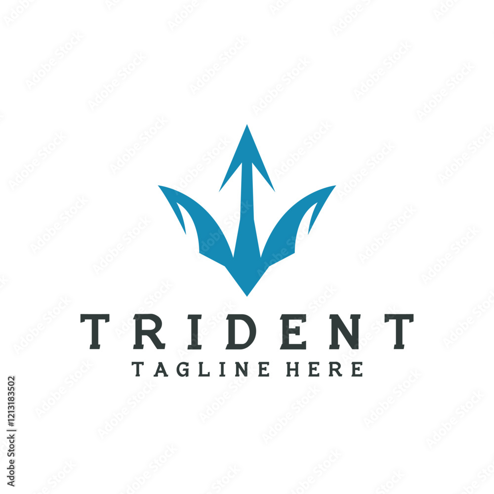 trident logo poseidon icon vector illustration template design