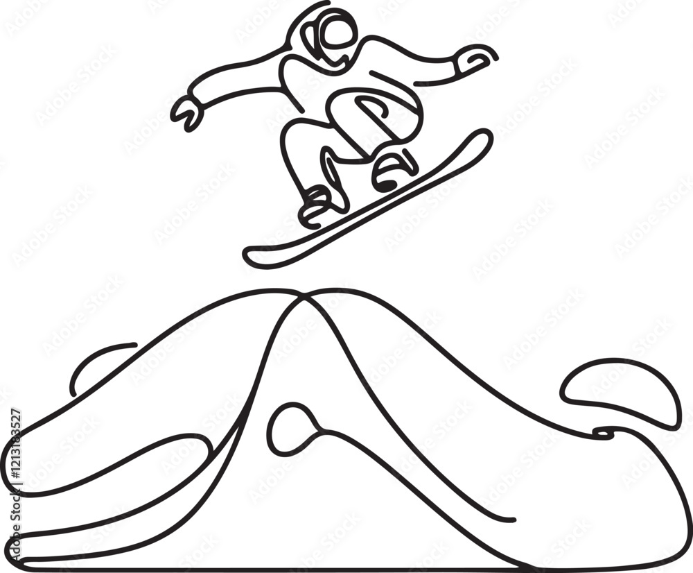 Snowboarder Trick Captured in Clean Line Art – Vector Design Snowboarder Trick Captured in Clean Line Art – Vector Design