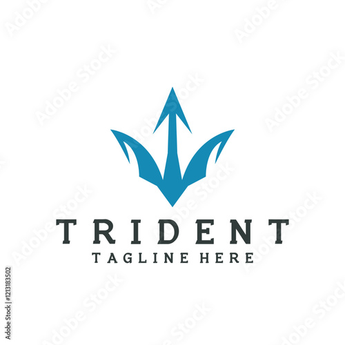 trident logo poseidon icon vector illustration template design