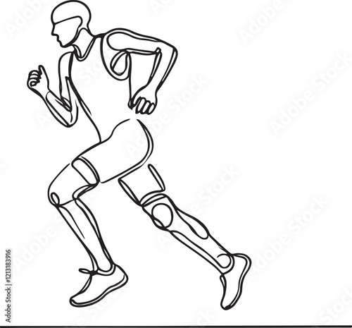 Minimalist Vector Art. Triathlete in Action at the Finish Line