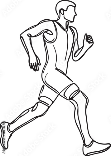 Minimalist Vector Art. Triathlete in Action at the Finish Line