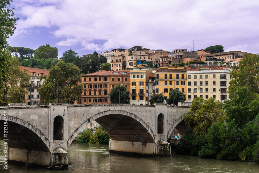 Fototapeta premium View of Roma from hill in late summer