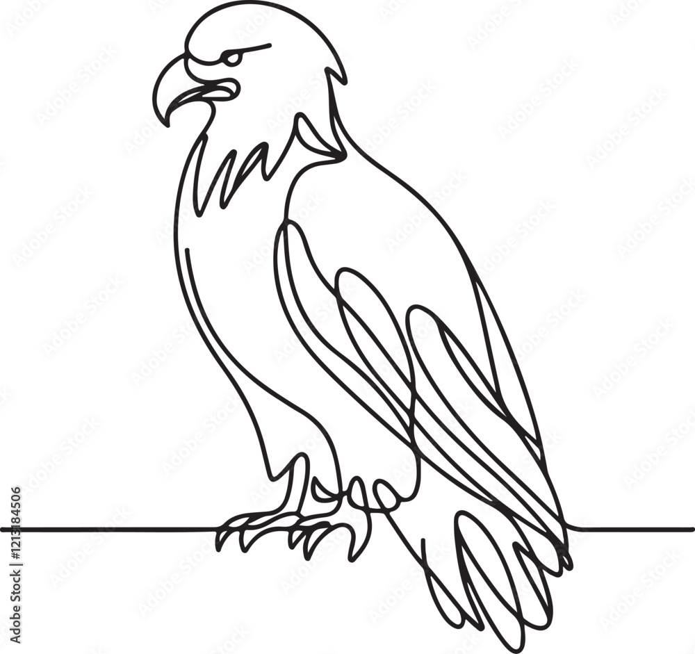 Obraz premium Simple and Clean Line Drawing of an Eagle - White Background Vector Design