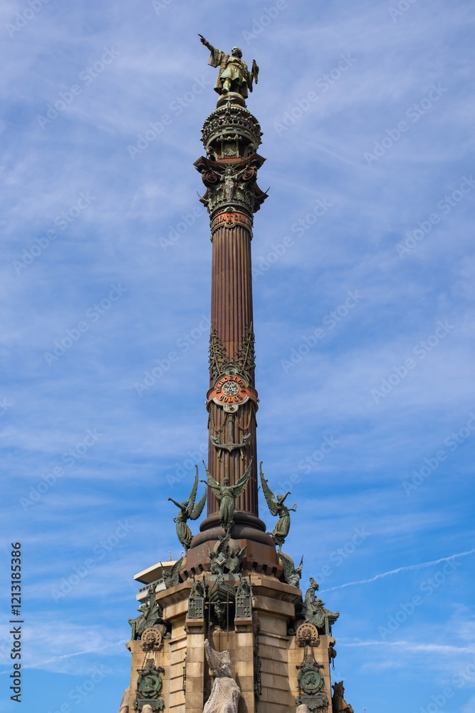 Exploring the Columbus Monument in Barcelona under a clear blue sky during the afternoon Exploring the Columbus Monument in Barcelona under a clear blue sky during the afternoon