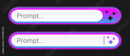 Generative AI bar design for web site or UI. Artificial intelligence prompt search field