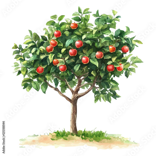 Emu Apple Tree with Fruit – Stunning Watercolor Vector Illustration, Unique Australian Tree Design, Nature-Inspired Artwork, Fresh Emu Apple Tree with Fruit Vector.  
