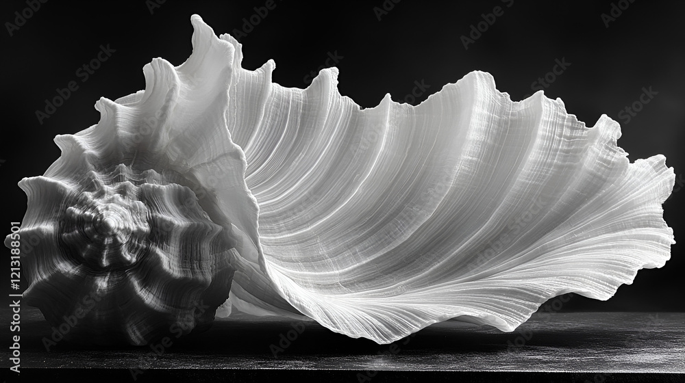 origami style A single white seashell on a matte origami style A single white seashell on a matte