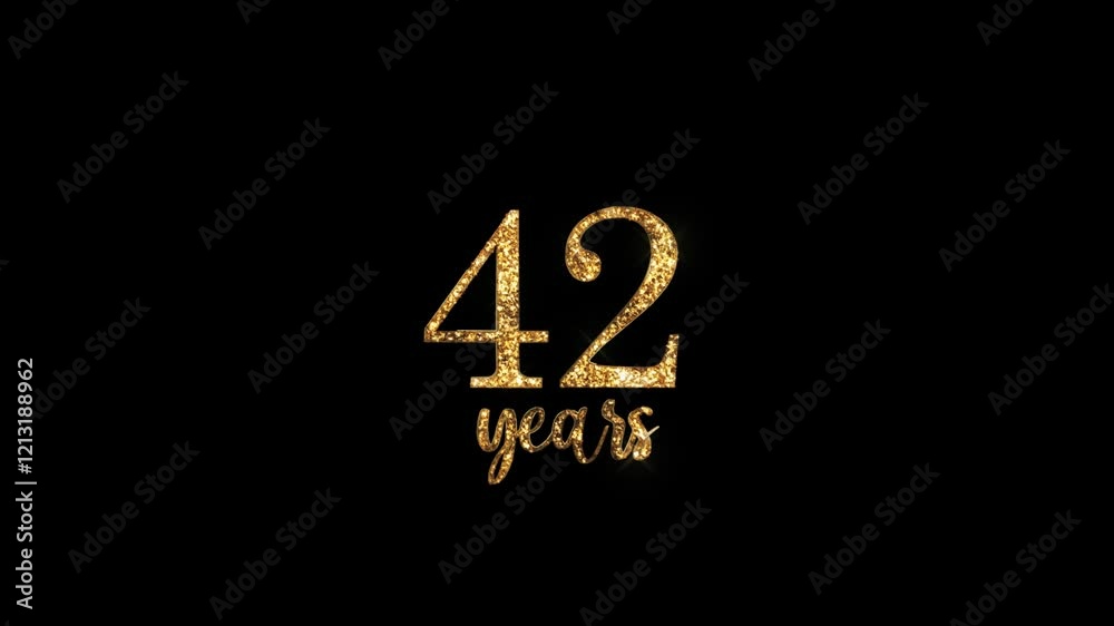 Congratulations on 42 years with alpha channel, golden congratulations, forty-two years Congratulations on 42 years with alpha channel, golden congratulations, forty-two years