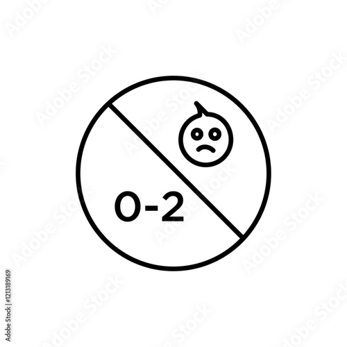 Age restriction sign for child icon black and white vector sign