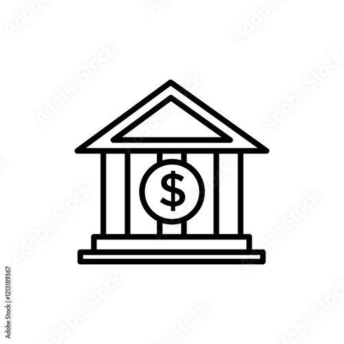 Bank icon black and white vector sign