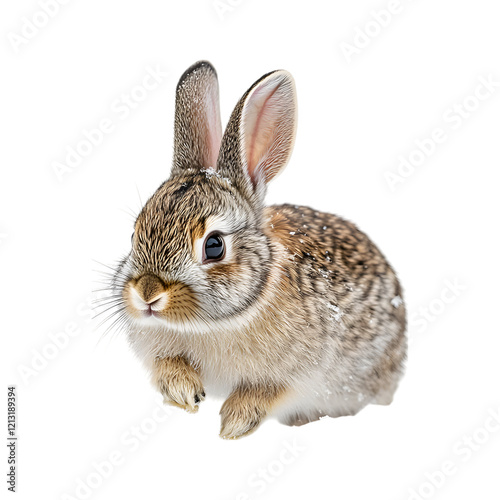 Rabbit Hopping Through Deep Snow on transparent background