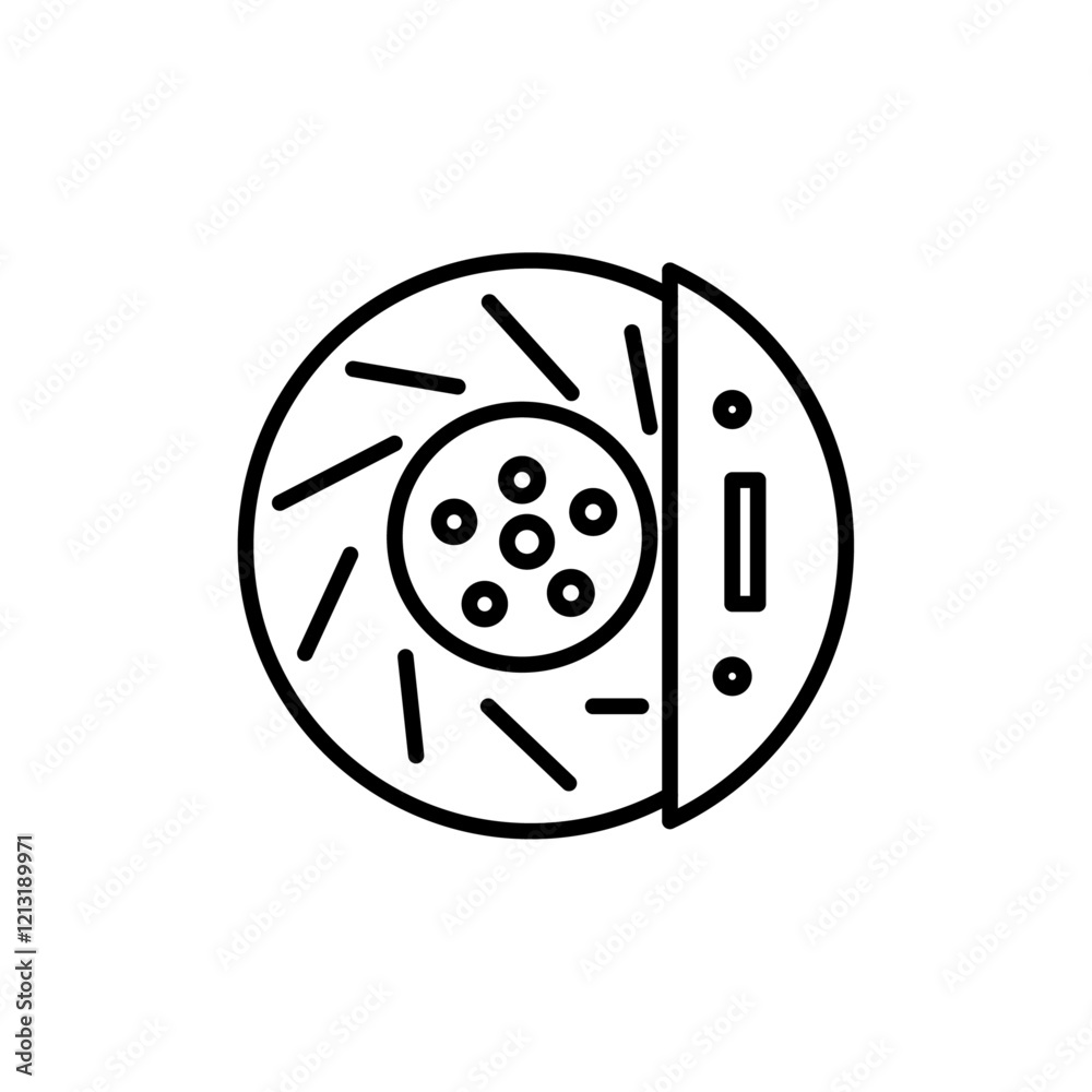 Car brake disk with caliper icon black and white vector sign Car brake disk with caliper icon black and white vector sign