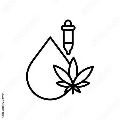 CBD oil drop icon black and white vector sign