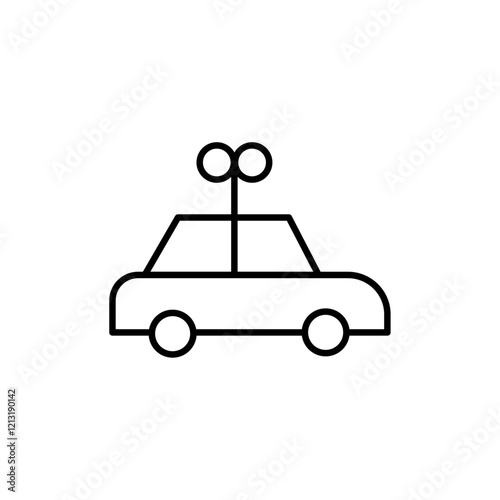 Clockwork car toy icon black and white vector sign