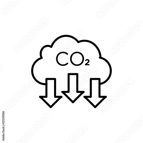 CO2 reduction icon black and white vector sign