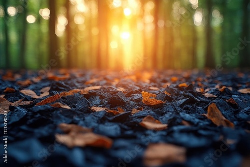 metal shavings scattered in a natural setting highlighting the contrast between industrial elements and the beauty of nature creating a thoughtprovoking visual that reflects environmental themes photo