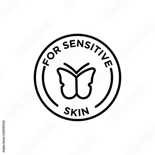 For sensitive skin icon black and white vector sign