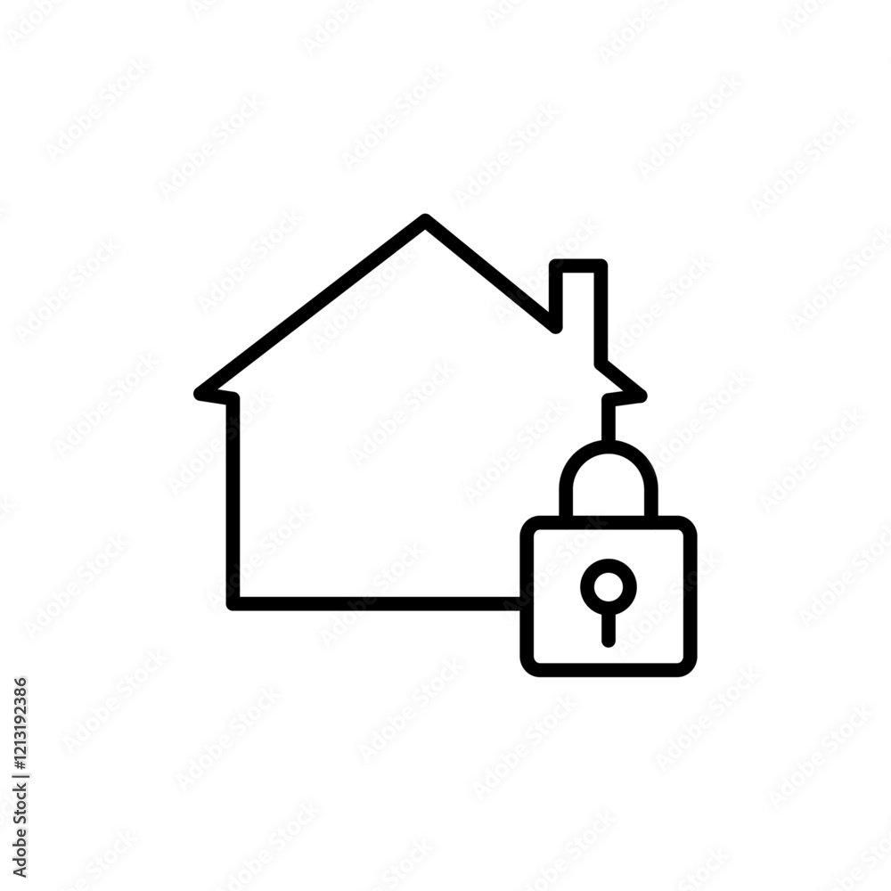 lock home icon black and white vector sign lock home icon black and white vector sign