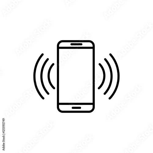 Mobile phone vibrating icon black and white vector sign