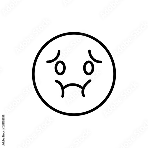 Nauseated emoji icon black and white vector sign